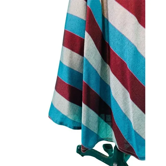 Vintage 1980s Stripe Skirt Blue Gray Burgundy Striped | W 25-30&quot;