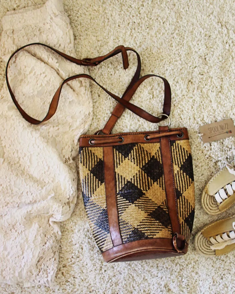 Vintage 70's Leather Bucket Tote