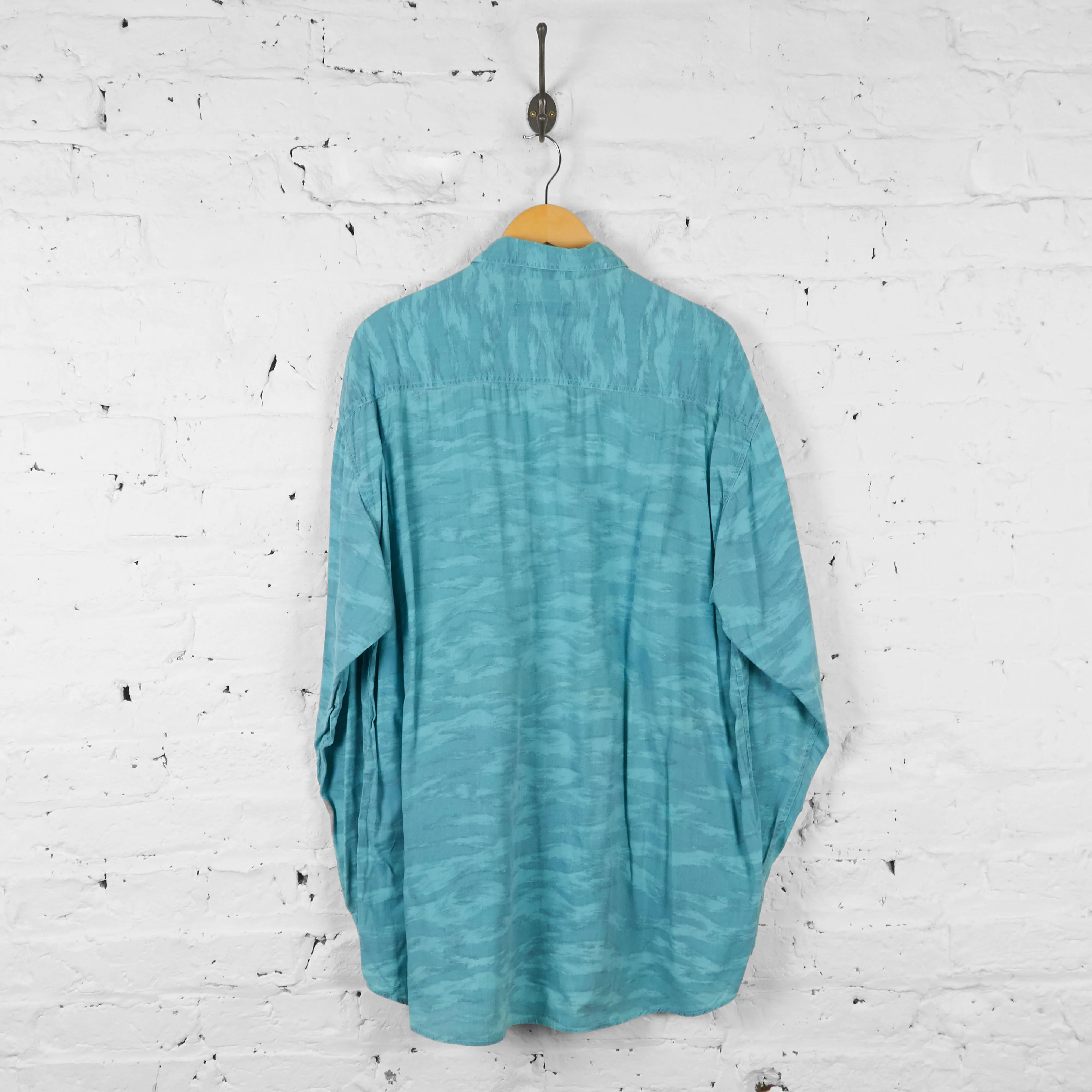 Vintage Abstract Texture Party Shirt - Blue - XL