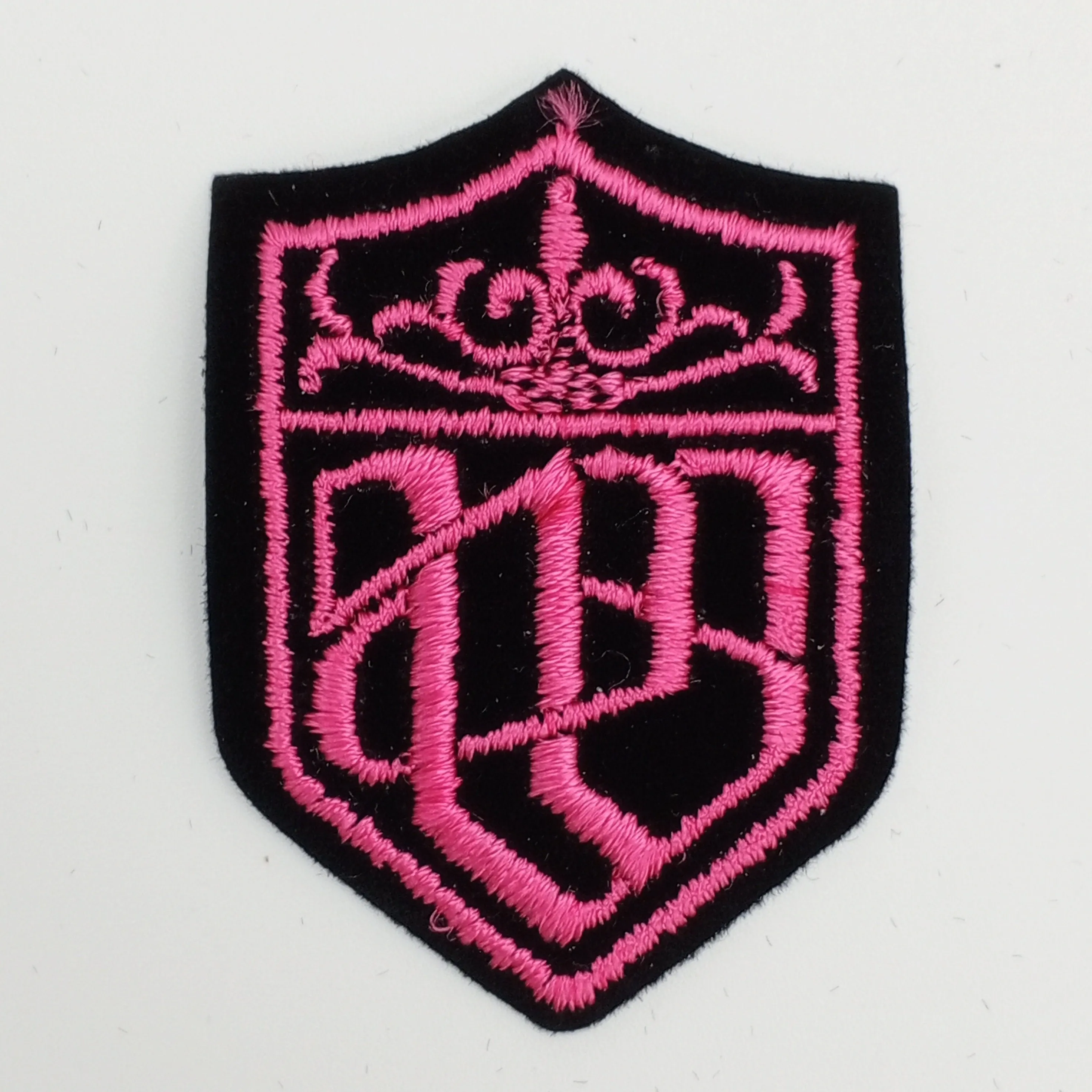 VINTAGE Badge Patches black Magenta Embroidered Patch Iron on Appliques #719
