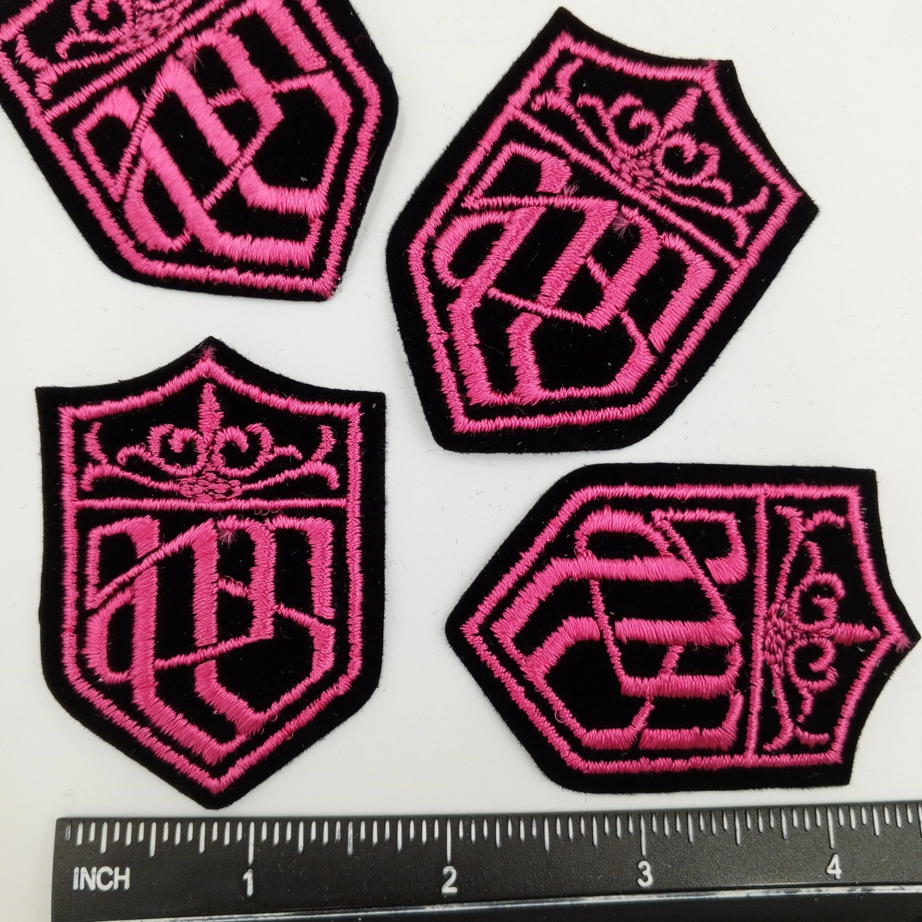 VINTAGE Badge Patches black Magenta Embroidered Patch Iron on Appliques #719