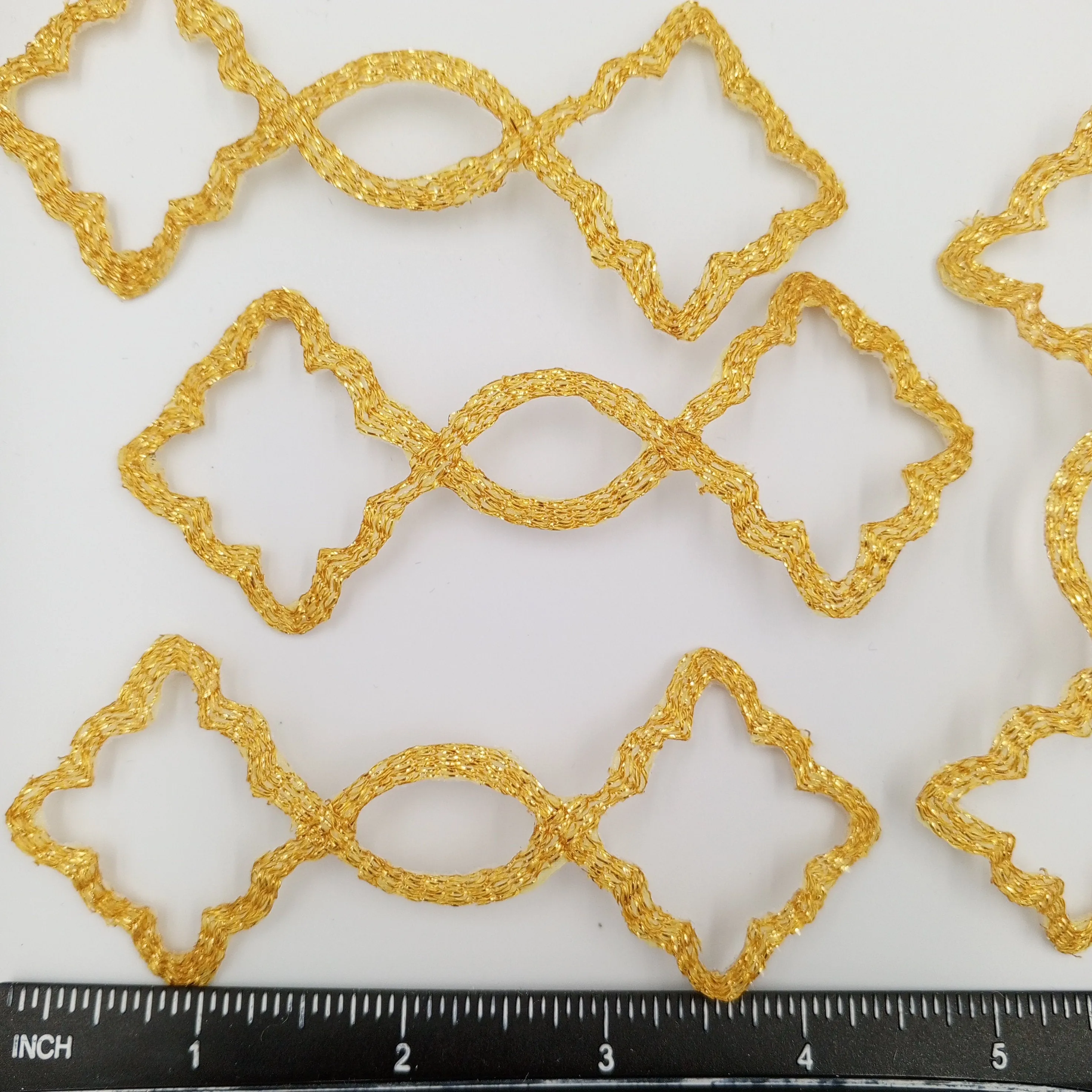 VINTAGE Badge Patches metallic gold Embroidered Appliques #769