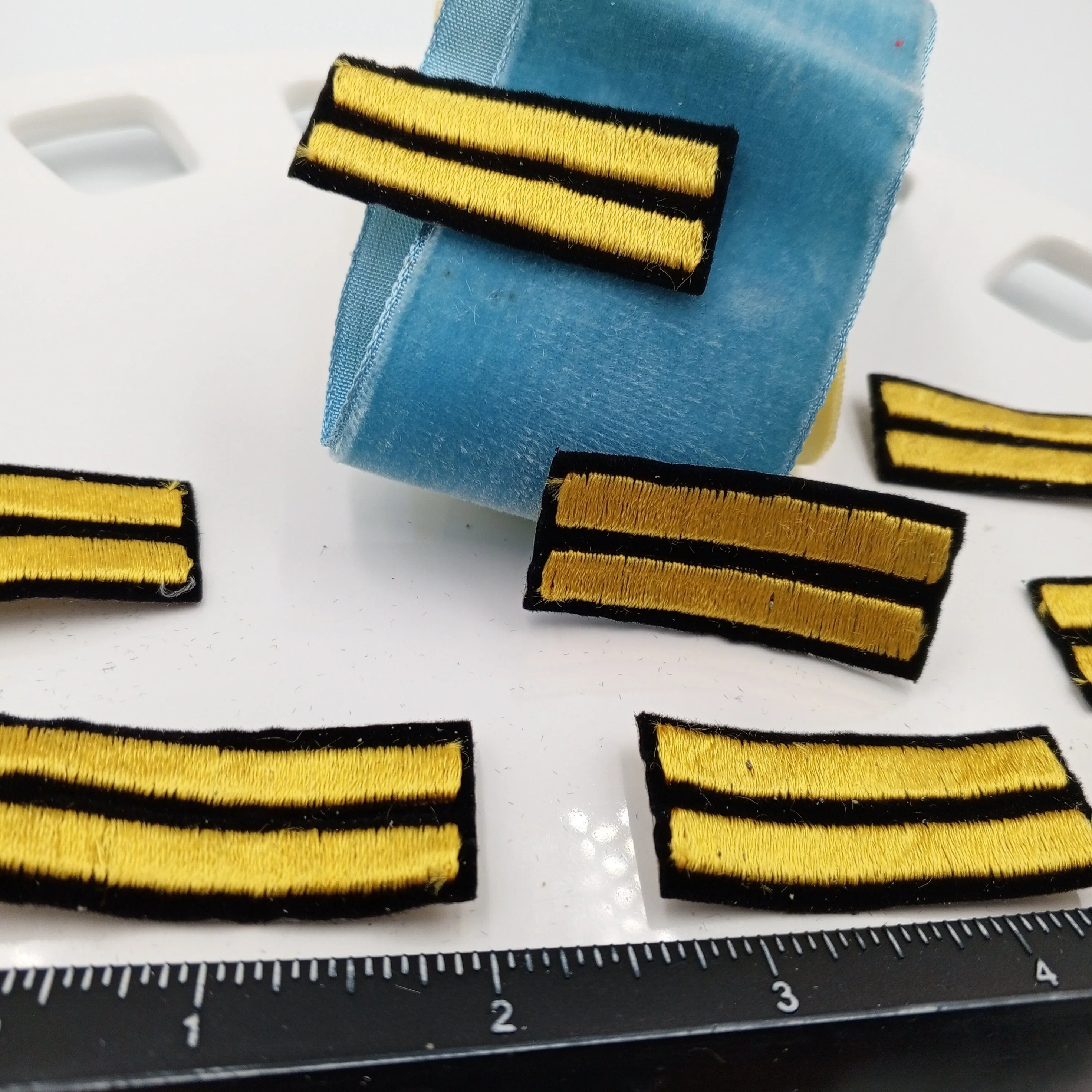 VINTAGE Badge Patches yellow black Chevrons Embroidered Appliques