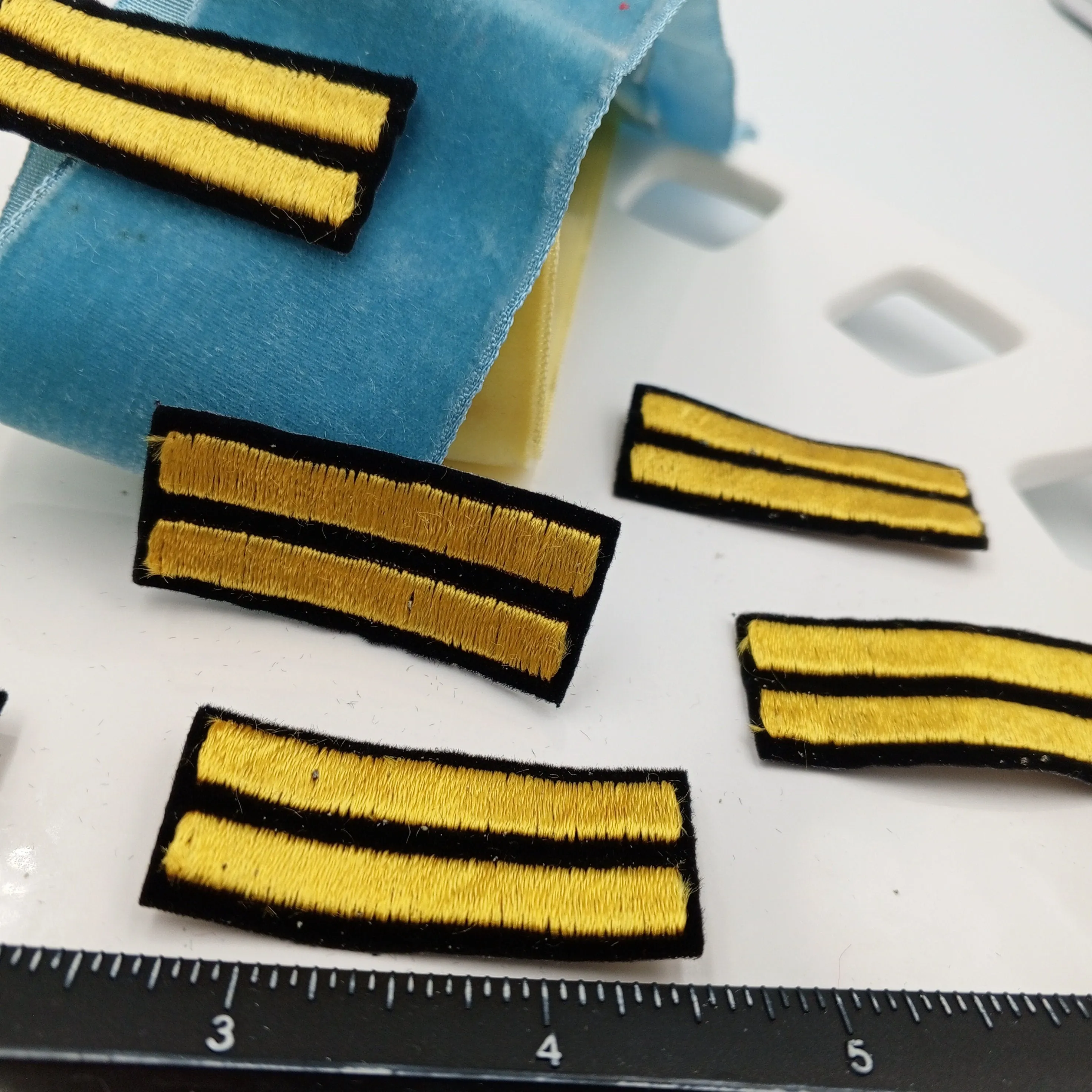 VINTAGE Badge Patches yellow black Chevrons Embroidered Appliques