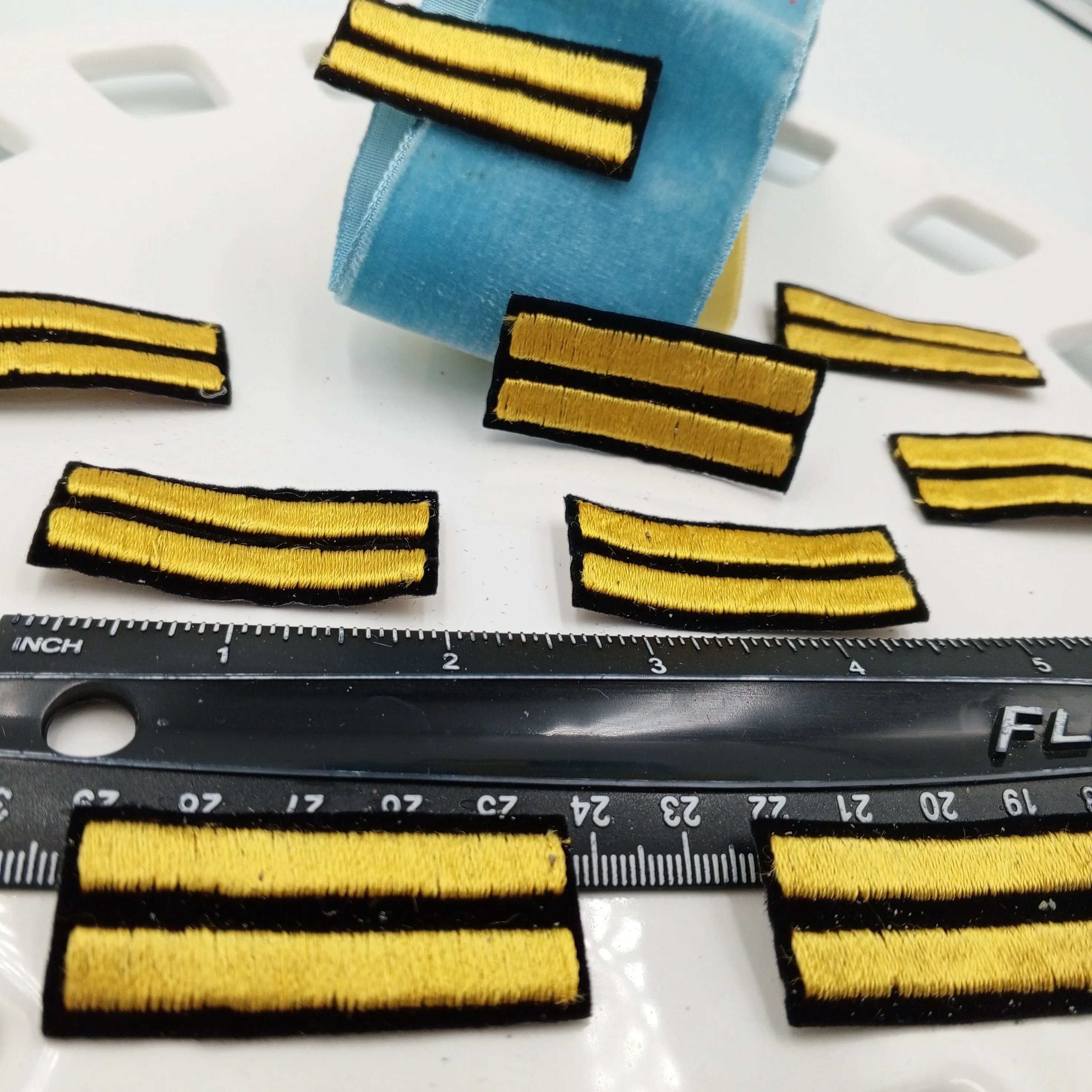 VINTAGE Badge Patches yellow black Chevrons Embroidered Appliques