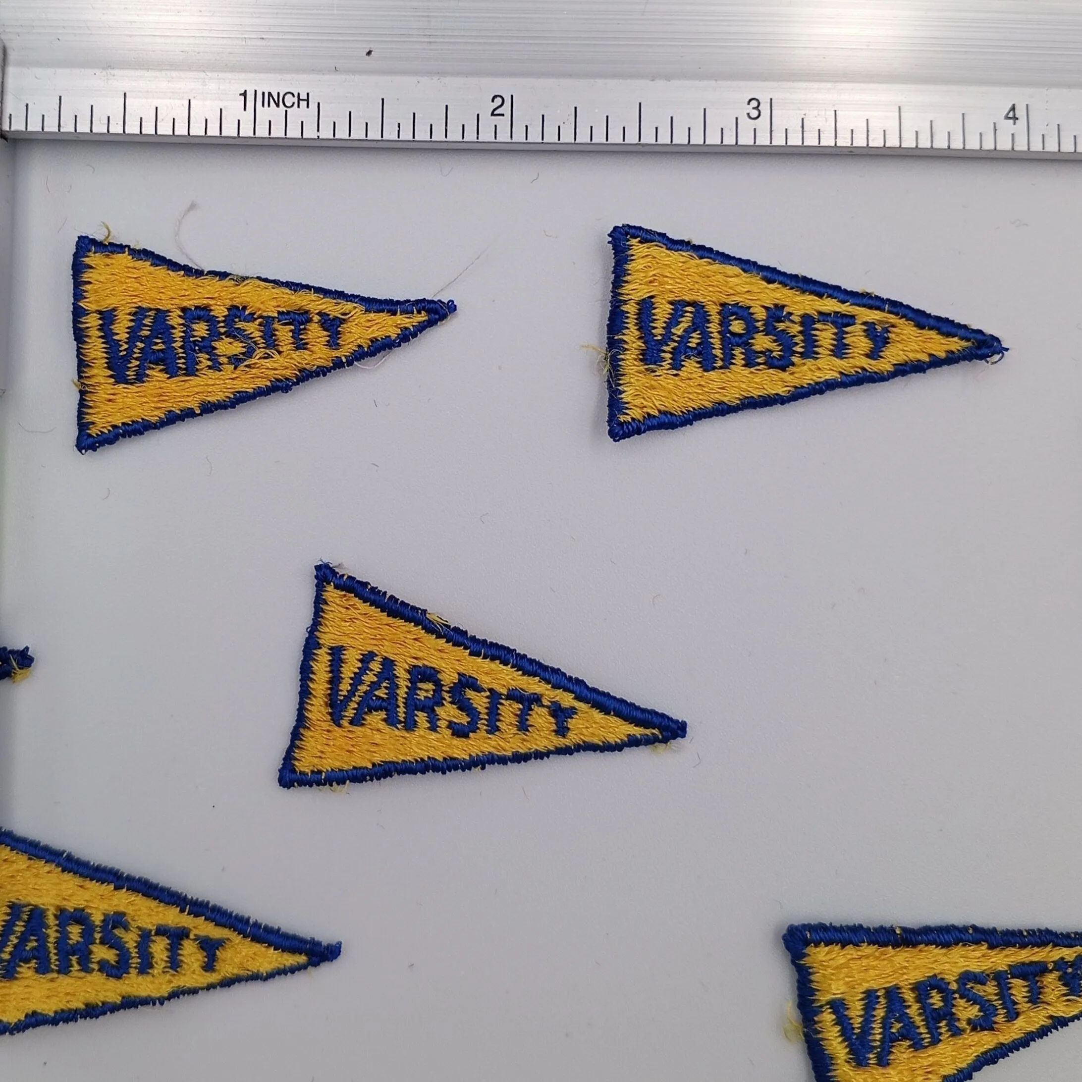VINTAGE Badge Patches yellow blue VARSITY Embroidered Appliques #750