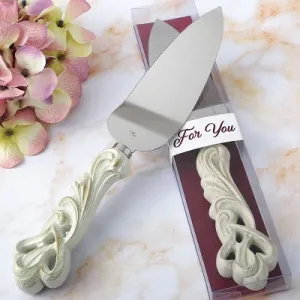 Vintage double heart design cake server
