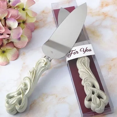 Vintage double heart design cake server