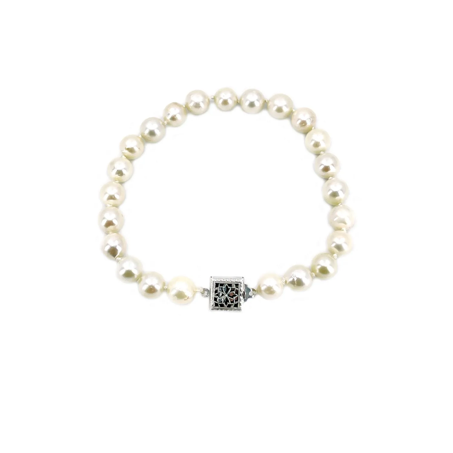 Vintage Japanese Baroque Saltwater Akoya Cultured Pearl Bracelet- Sterling Silver