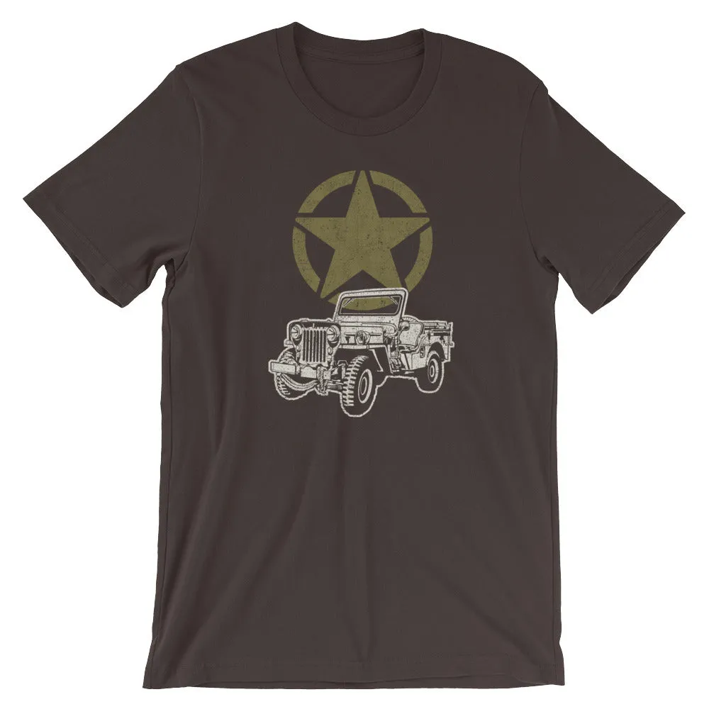 Vintage-Look Army Jeep with Military Star 4x4 Short-Sleeve Unisex T-Shirt
