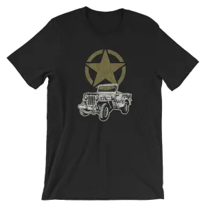 Vintage-Look Army Jeep with Military Star 4x4 Short-Sleeve Unisex T-Shirt