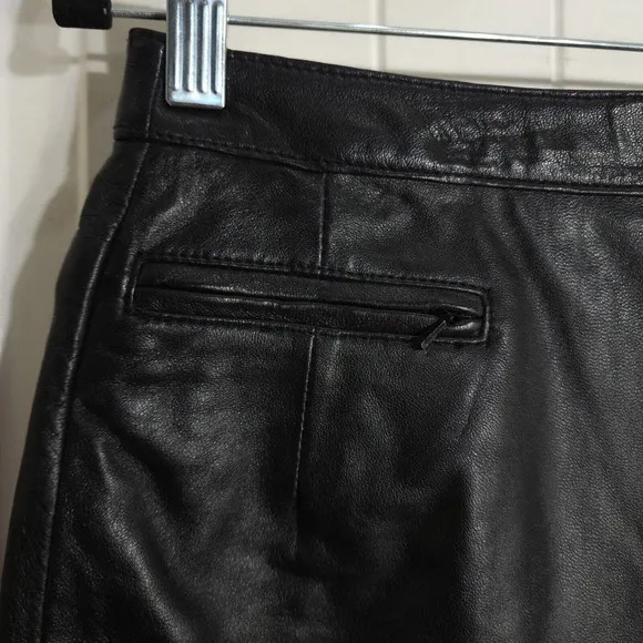 Vintage Rem Garson Pencil Skirt Womens 6 Black Leather Lined Pocket Side Zip