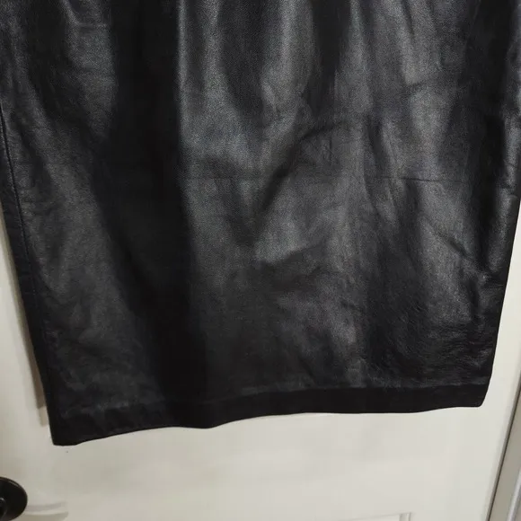 Vintage Rem Garson Pencil Skirt Womens 6 Black Leather Lined Pocket Side Zip