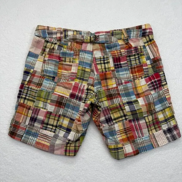 VTG Y2K American Eagle Bermuda Shorts Madras Plaid Patchwork Boho Womens 8