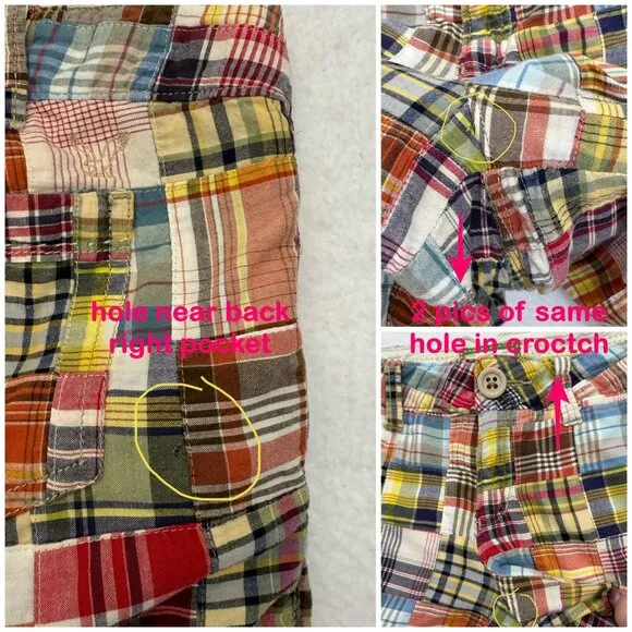 VTG Y2K American Eagle Bermuda Shorts Madras Plaid Patchwork Boho Womens 8