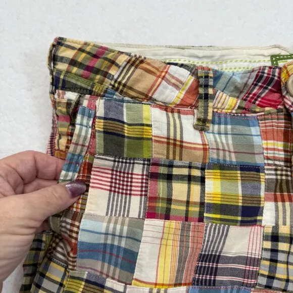 VTG Y2K American Eagle Bermuda Shorts Madras Plaid Patchwork Boho Womens 8