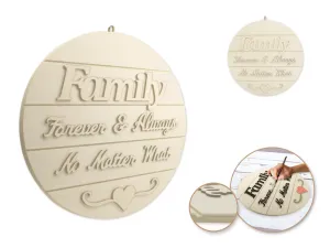 Wood Decor: 14" DIY Round Slat-Wall Sign Plaque 3D w/Jute Hanger  Families Are Forever