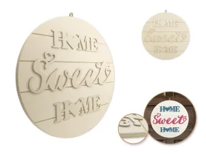 Wood Decor: 14" DIY Round Slat-Wall Sign Plaque 3D w/Jute Hanger  Home Sweet Home
