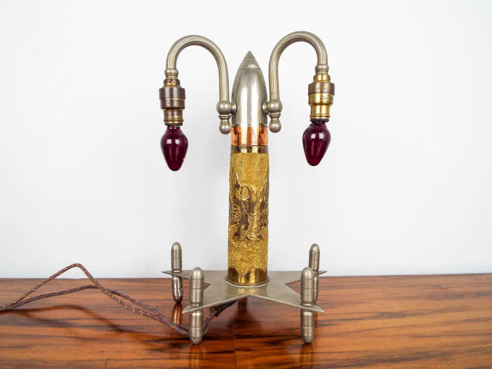 WW1 Artillery Shell Trench Art Desk Lamp