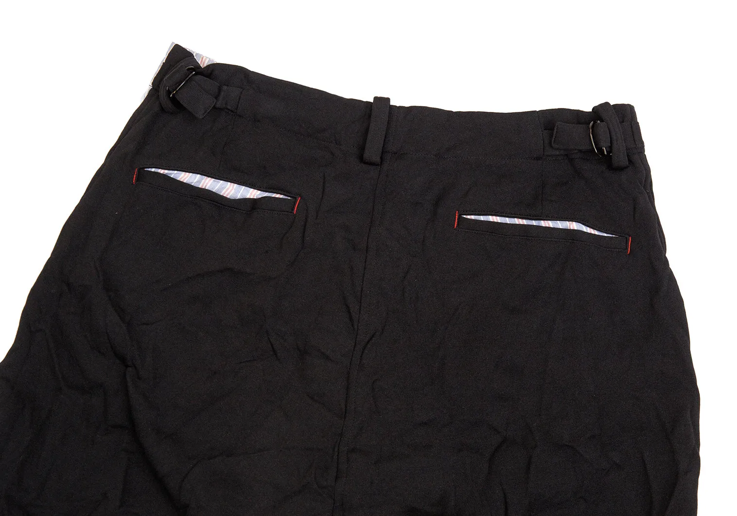 YOHJI YAMAMOTO JAPAN. Y's Striped Pocket Black Wrinkle Half Pants