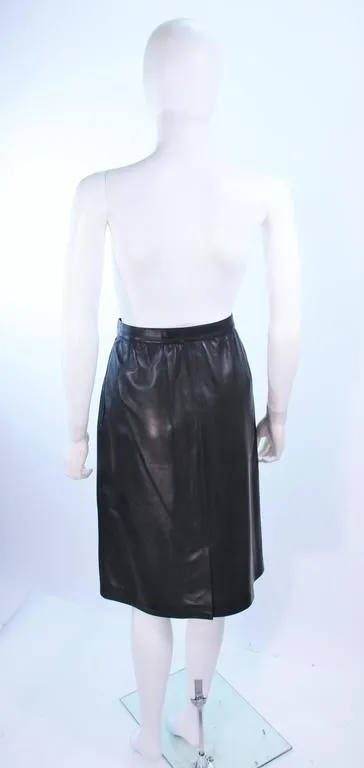 YVES SAINT LAURENT Black Leather Skirt Size 46