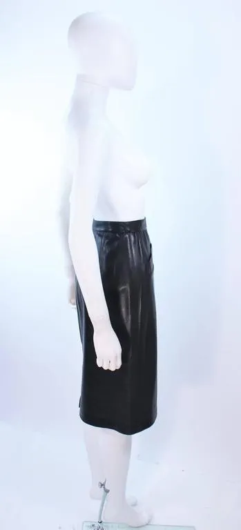 YVES SAINT LAURENT Black Leather Skirt Size 46