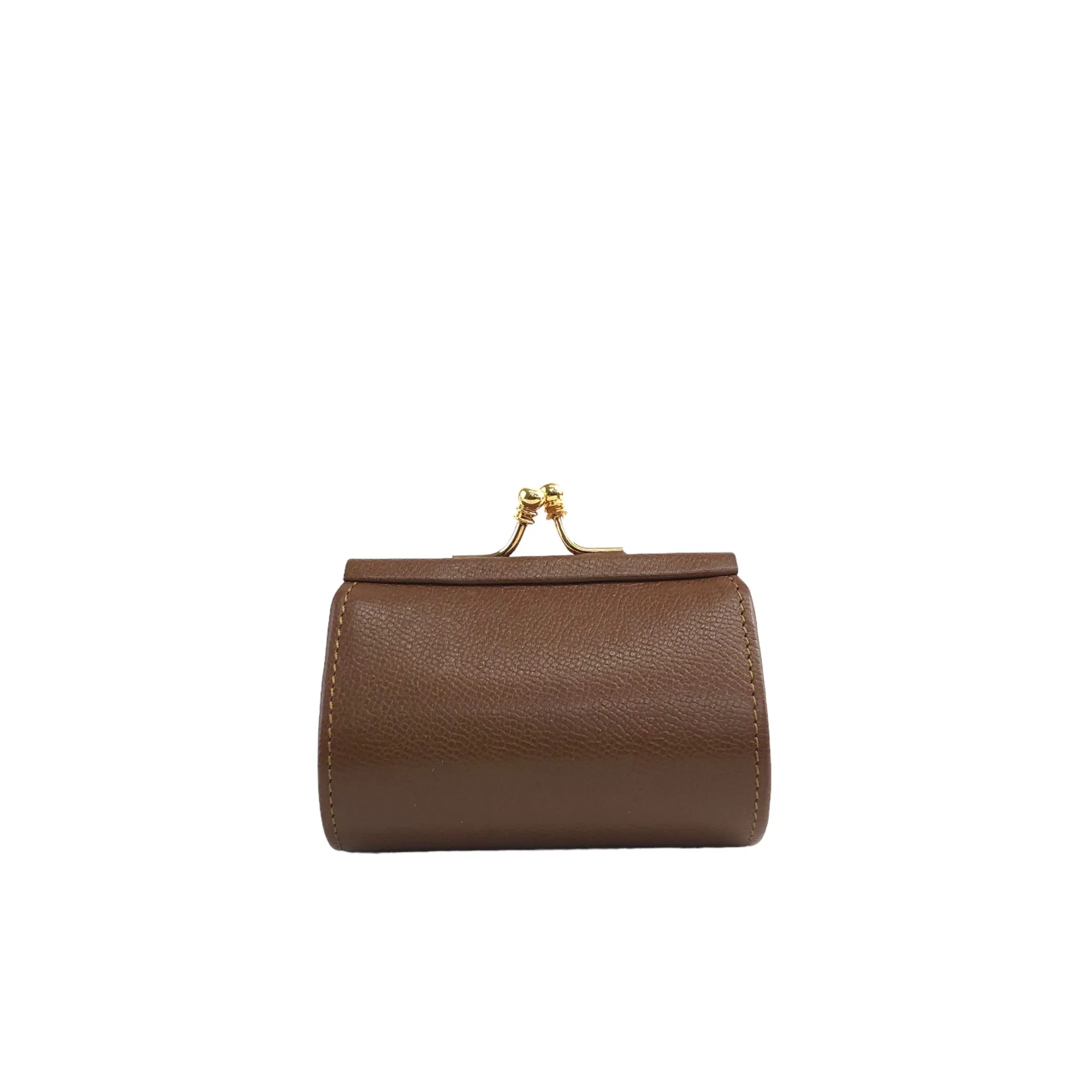 Yves Saint Laurent YSL Logo Leather Metal Clasp Coin Purse Brown Vintage n2ggig
